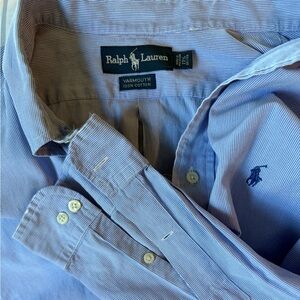Ralph Lauren Men's Light Blue Pinstripe Shirt